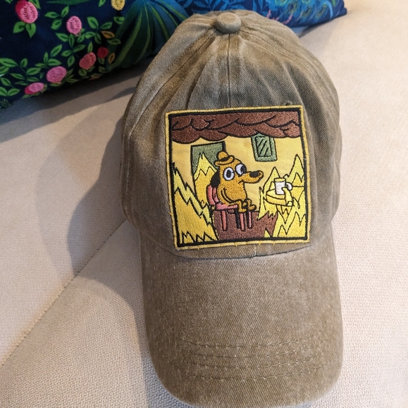 Other - Handmade Hat, "Fire Dog" vintage washed look, medium brown, unisex $20